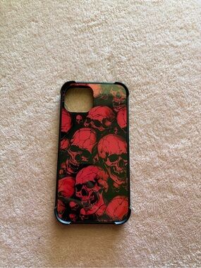 Red Skull Graphic Phone 14 Case - Black Trim
